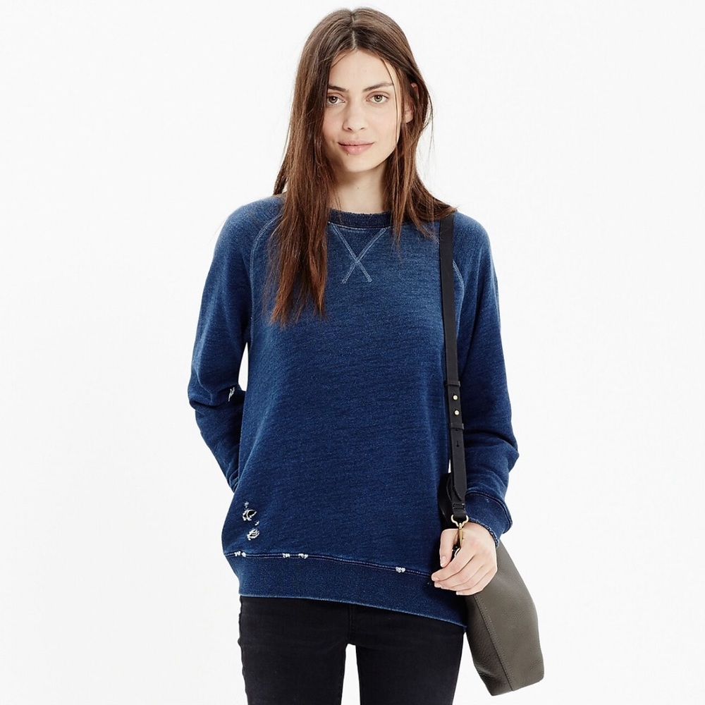 Small Madewell Rivet & Thread Indigo Sweatshirt